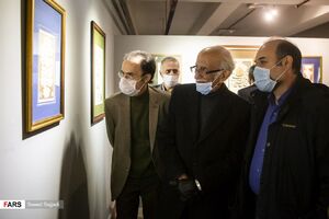 بازدید استاد غلامحسین امیرخانی رئیس شورای عالی انجمن خوشنویسان ایران از  نمایشگاه خوشنویسی راه ابریشم «رقص قلم»